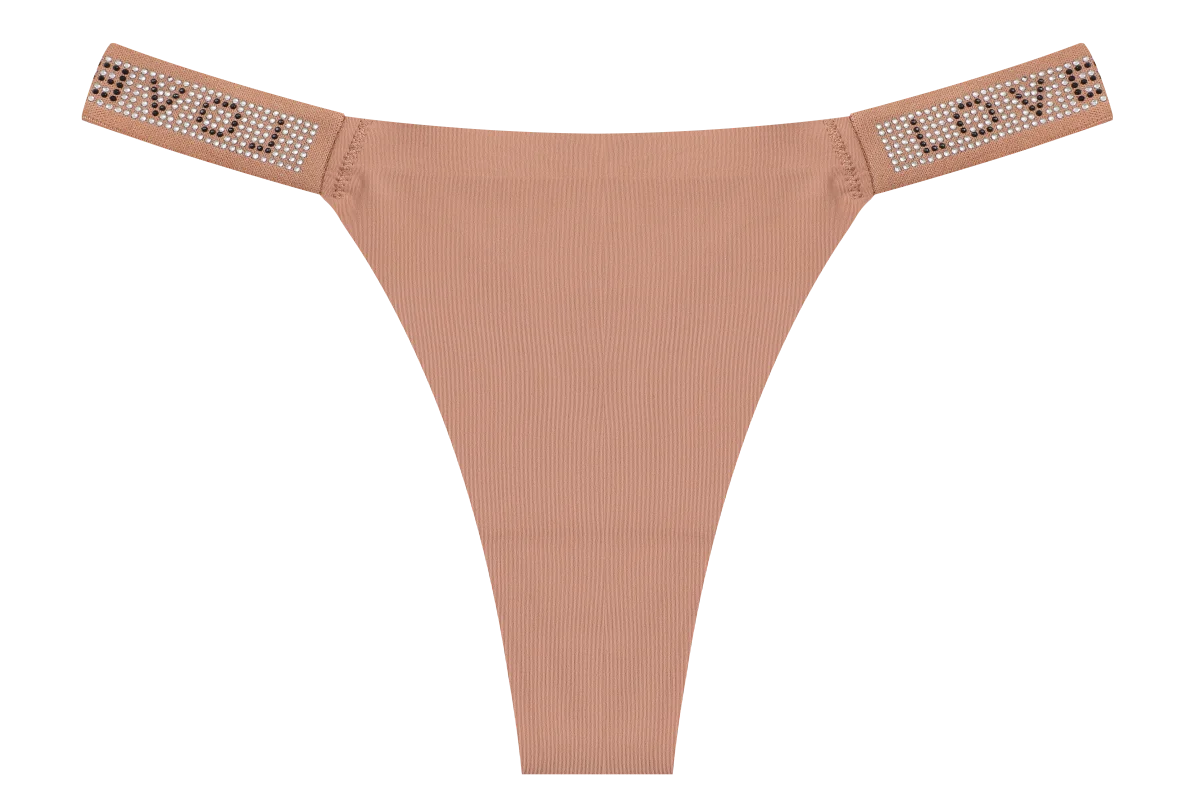 Rhinestone Letter Diamond G-String Thong – Shiny Low-Rise Sexy Underwear for Women (S–XL, 14 Styles)