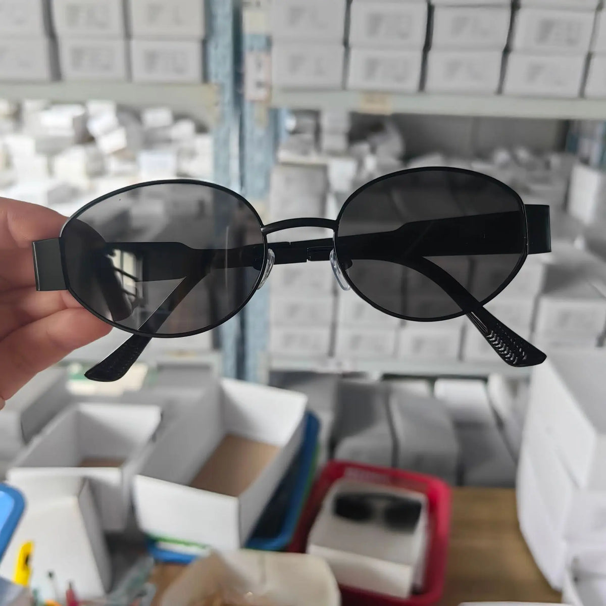 Retro Small Oval Metal Sunglasses | Gold & Black | Myopia Options