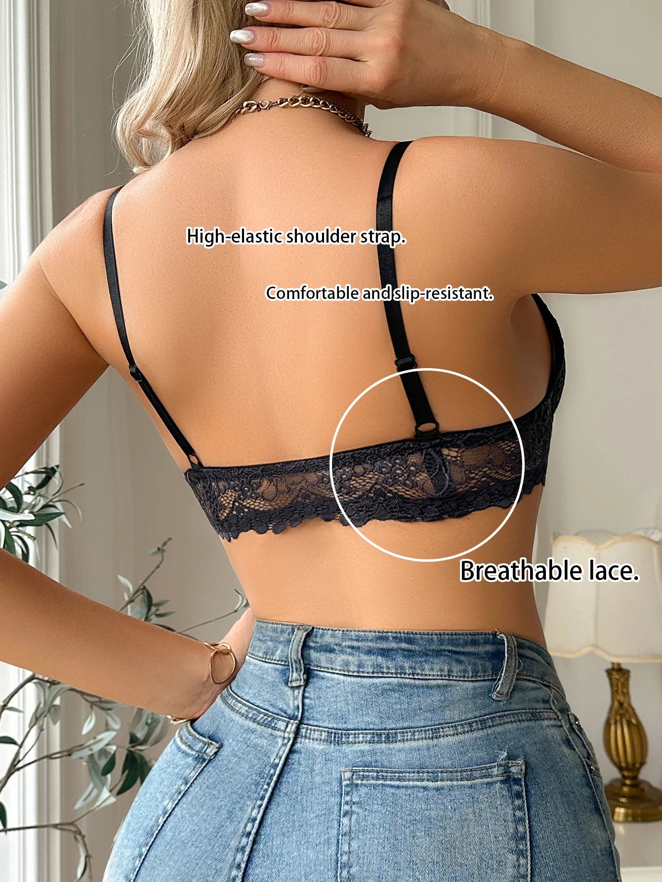 Floral Lace Front-Closure Push-Up Bra — Underwire Gathering | Women's Bra