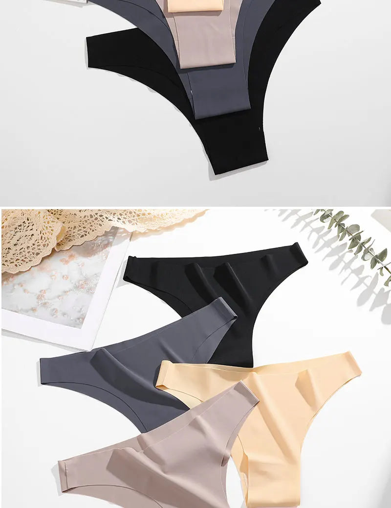 FINETOO 3Pcs/Set Ice Silk Seamless Underwear Low Waisted Brazilian Pants Breathable High Elasticity Lingerie Intimates Panties