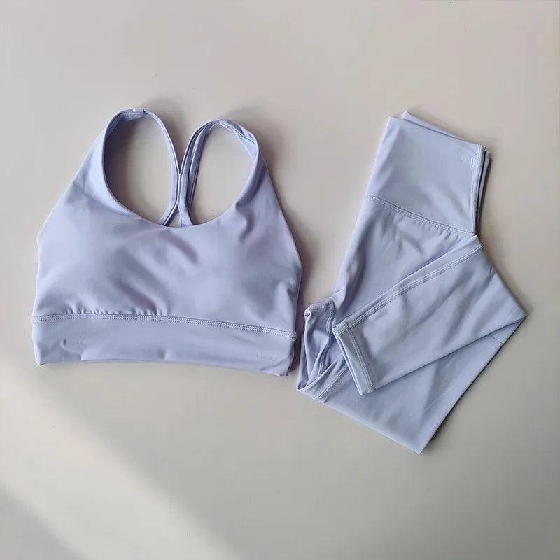 2pcs Women Seamless Yoga Set Sport Suit Gymwear Workout Clothes Gym Crop Top High Waist Legging Fitness Bra Set Sports Suits