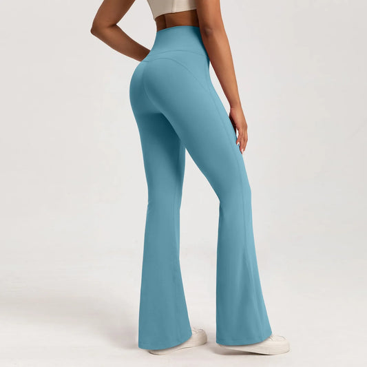 High-Waist Wide Leg Yoga Leggings – Slim Seamless Bell Bottom Pants for Gym & Casual Wear