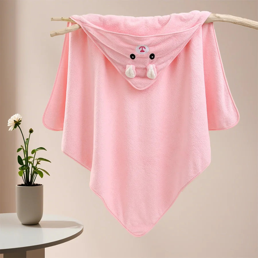 Cute Animal Baby Bath Towel – Soft, Absorbent Hooded Wrap for Newborns & Toddlers (80x80cm)