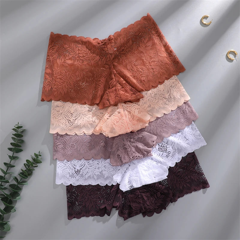5-Pack Lace Floral Boyshorts — Low-Rise Hollow Out Panties