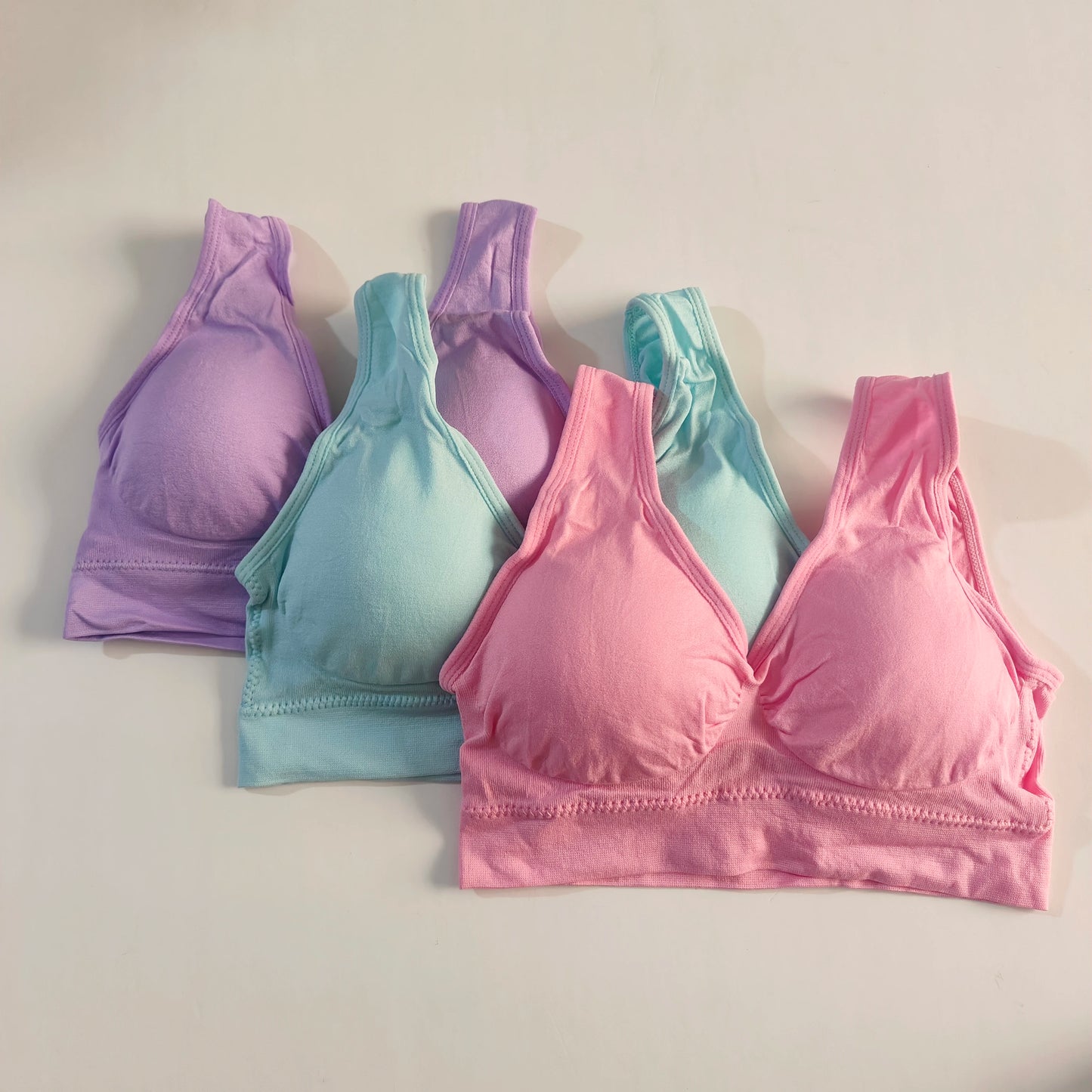 Women's Seamless Push-Up Bra – 3-Piece Set | Wire-Free Removable Pad Plus Size S–4XL