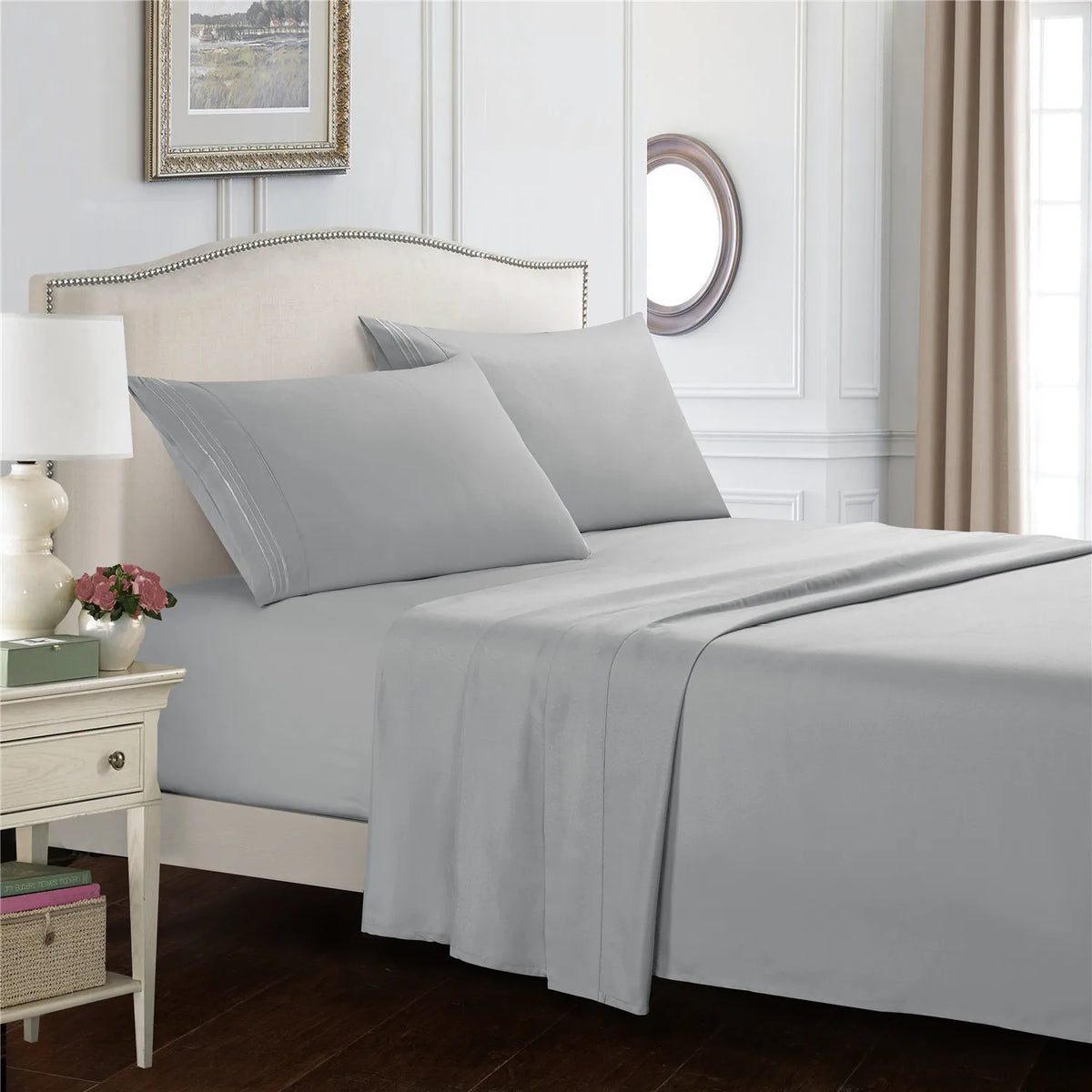 4-Piece Brushed Microfiber Bed Sheet Set with Deep Pockets