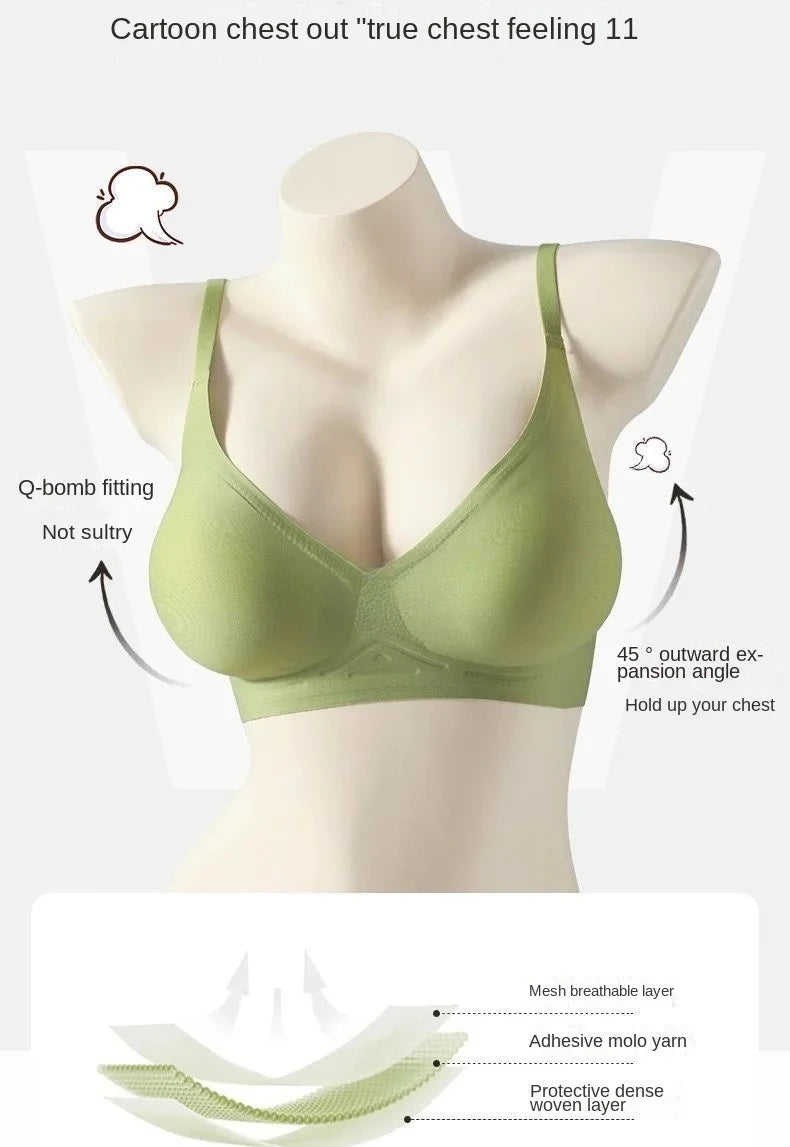 Women's Thickened Push Up Bra for Small Chest | Wireless Seamless Invisible Lift Bra (32–38, A–B Cup)