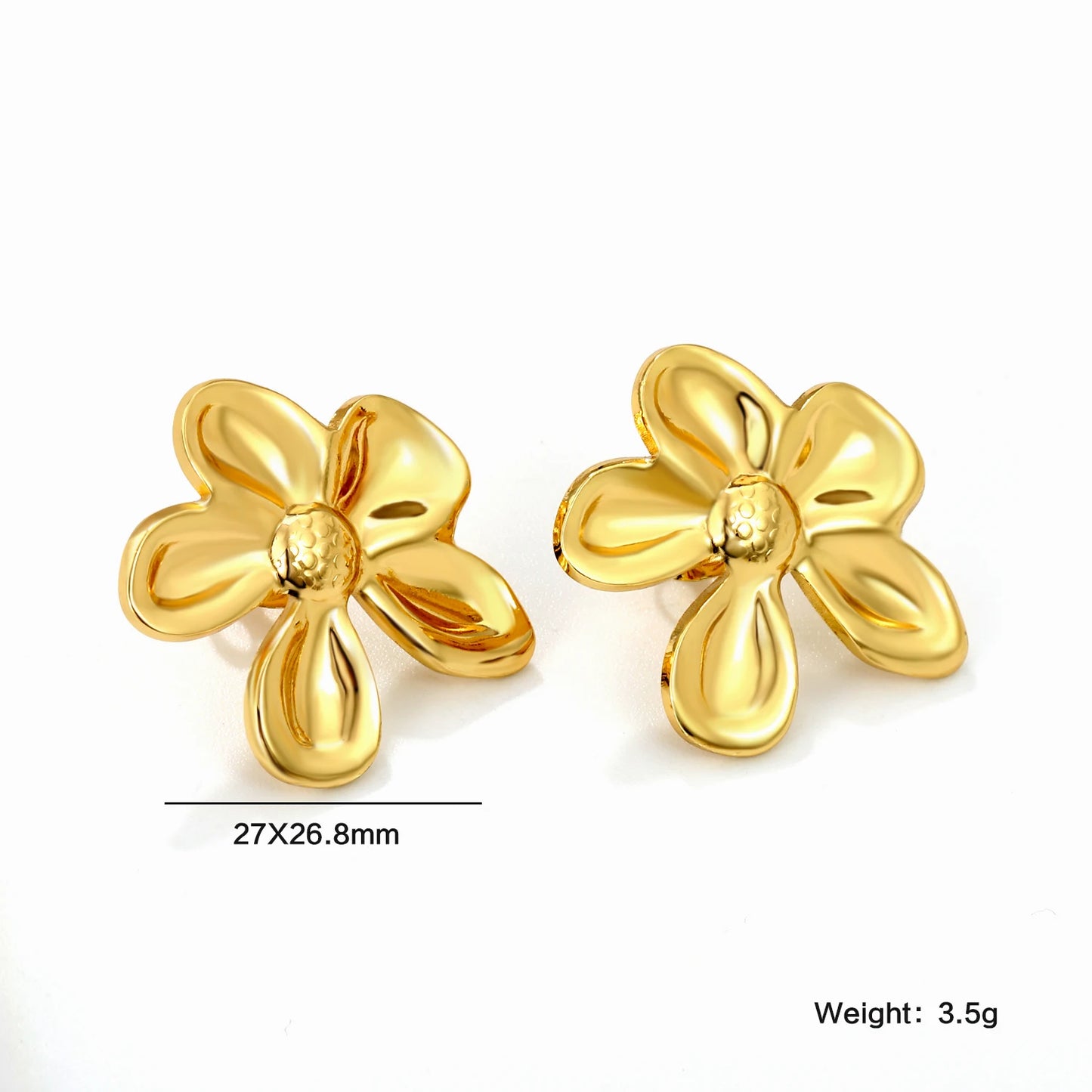Fairy Flower Stud Earrings – 18K Gold-Plated Stainless Steel for Women