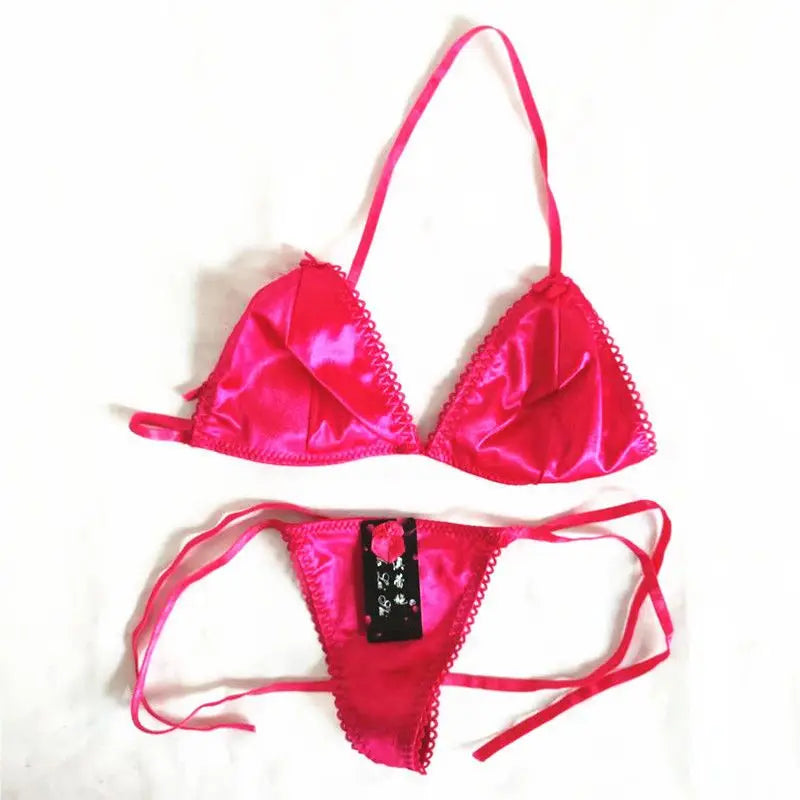 Custom Name Thong & Triangle Bra Set – Embroidery Letter Lingerie for Women