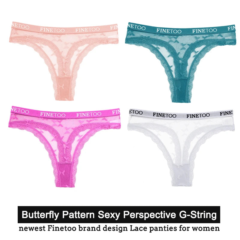 Women's Floral Lace G-String Thongs – 4-Piece Set | Butterfly T-Back Sexy Underwear (S–XL)