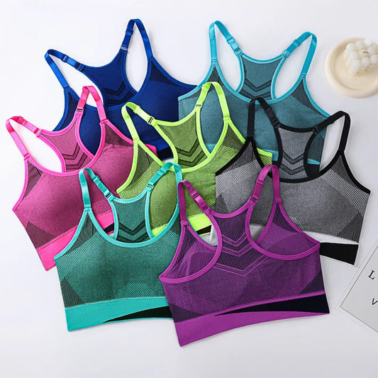 Women's Double Layer Seamless Sports Bra – Sweat-Absorbing Shockproof Padded | Gym Yoga Running