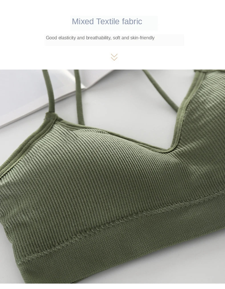 Women's Backless V-Neck Sports Bra – Seamless Push-Up Bralette | Yoga & Sleep