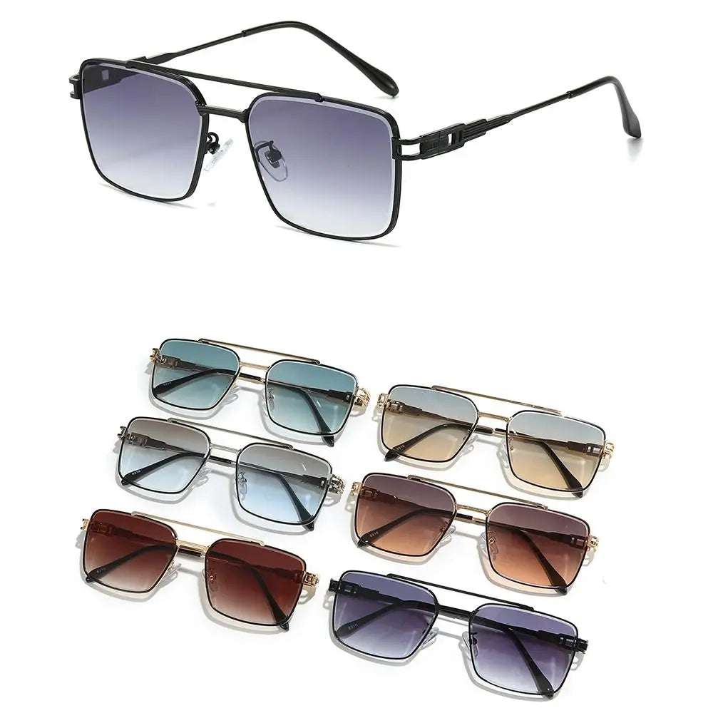 Double-Bridge Rectangle Sunglasses | Gradient Lens Options