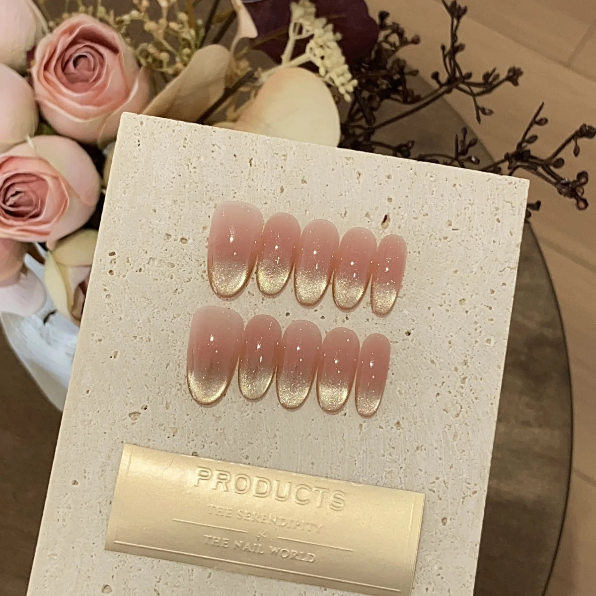 Medium Almond Press-On Nails – Blush, Purple & Butterfly Designs, 10 Pieces