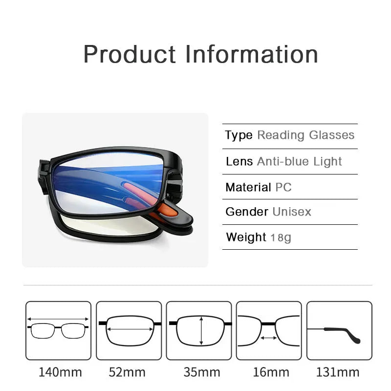 Square Reading Glasses | Folding & Standard Frame Options