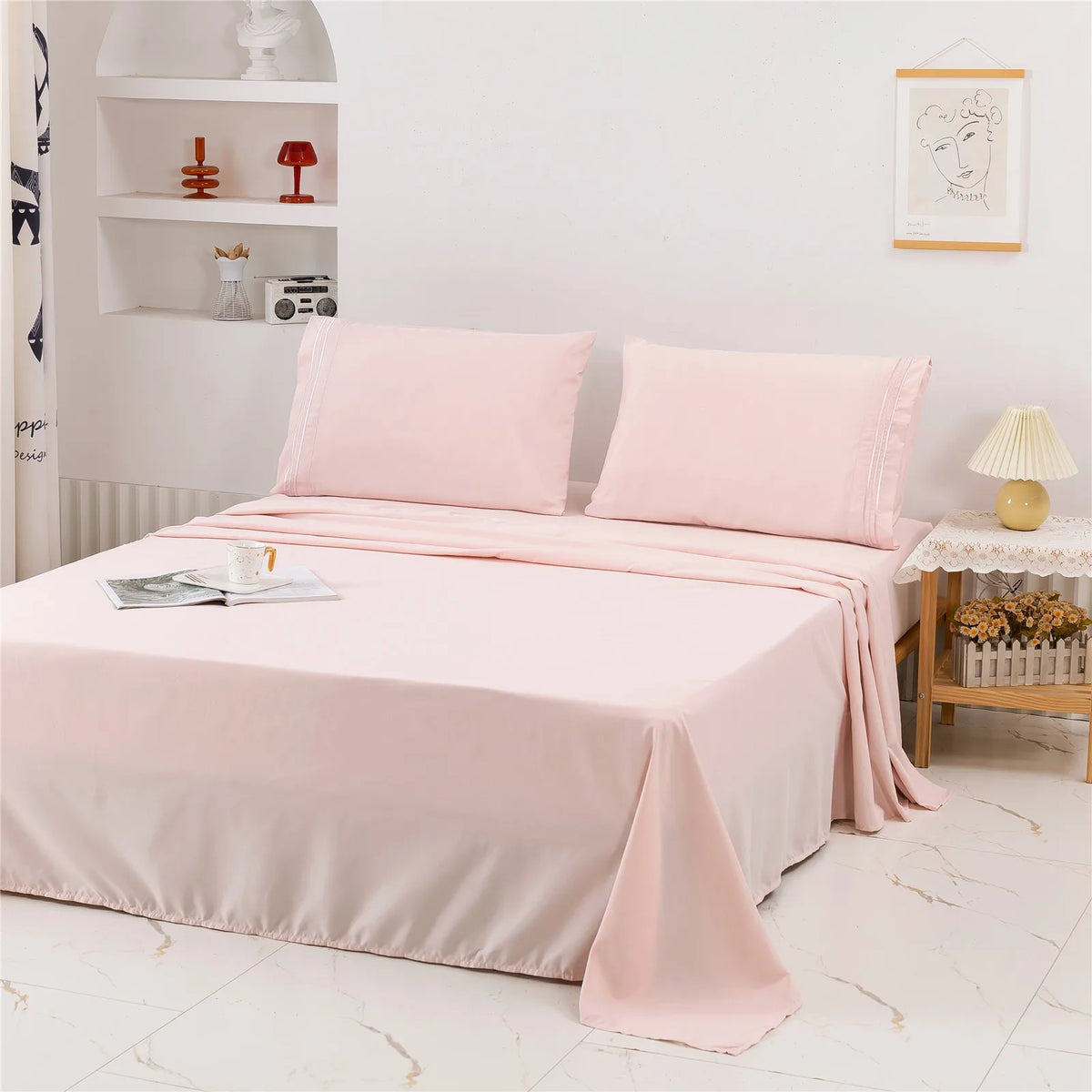 4-Piece Brushed Microfiber Bed Sheet Set with Deep Pockets