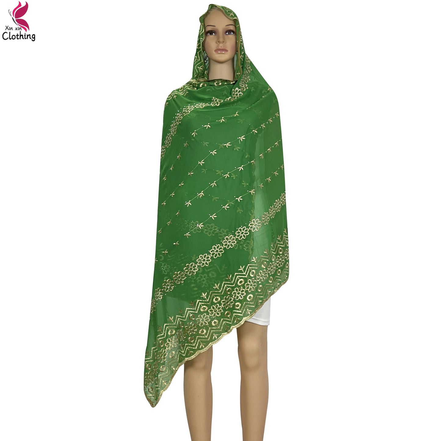 New High Quality Chiffon Women Scarves Diamonds Embroidery Soft Scarf African Women Hijab Muslim Dubai Ramadan Shawls Scarf