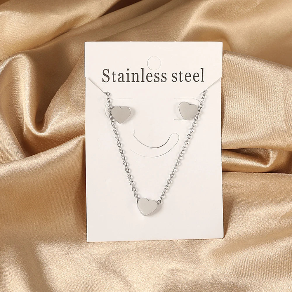 LUXUKISSKIDS Fashion Water Drop Choker Necklace Earrings Sets Stainless Steel Woman/Girls Luxury Jewelry Set Wedding Accessories