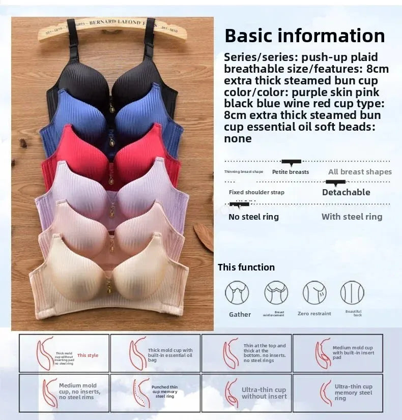 Women's 8CM Thick Padded Push Up Bra | Wireless Seamless T-Shirt Bra for Small Chest (32–38)