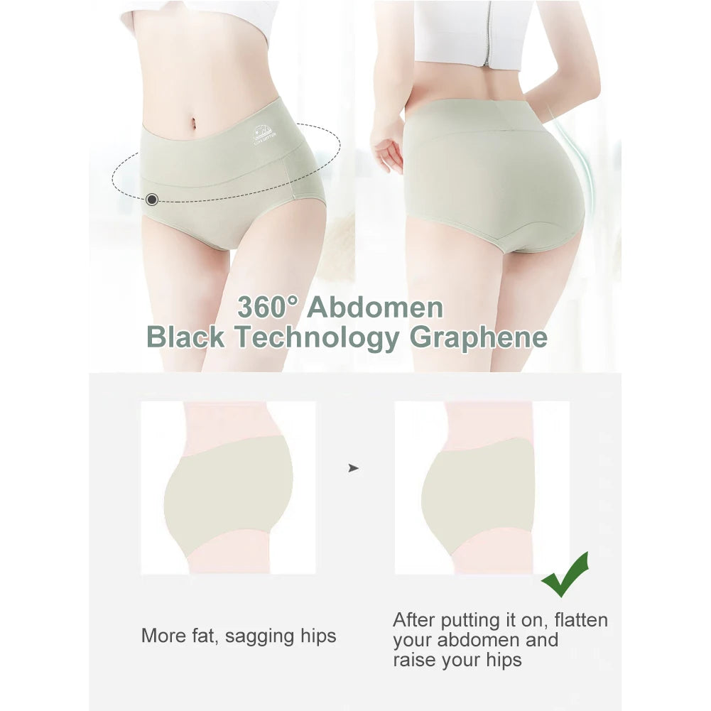 Women's 5-Pack High Waist Cotton Underwear – Tummy Control, Butt Lift & Graphene Antibacterial Briefs | Sizes M-XXXL
