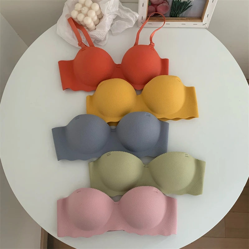 Seamless Push-Up Bralette — Wire-Free Padded Bra with Detachable Straps