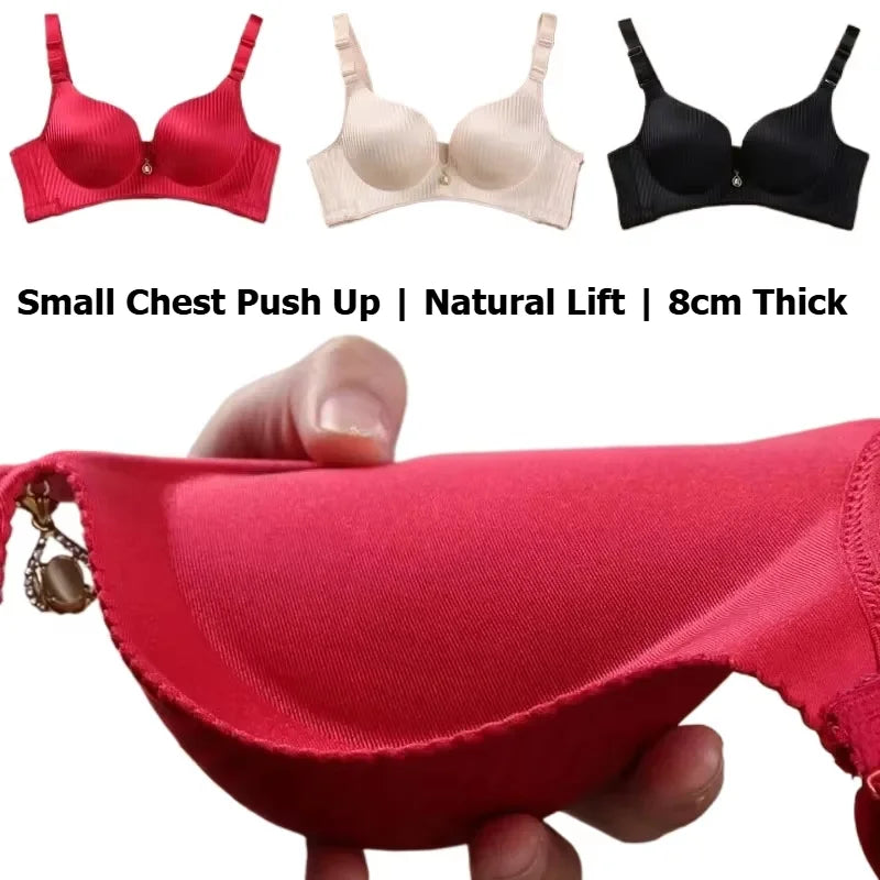 Women's 8CM Thick Padded Push Up Bra | Wireless Seamless T-Shirt Bra for Small Chest (32–38)