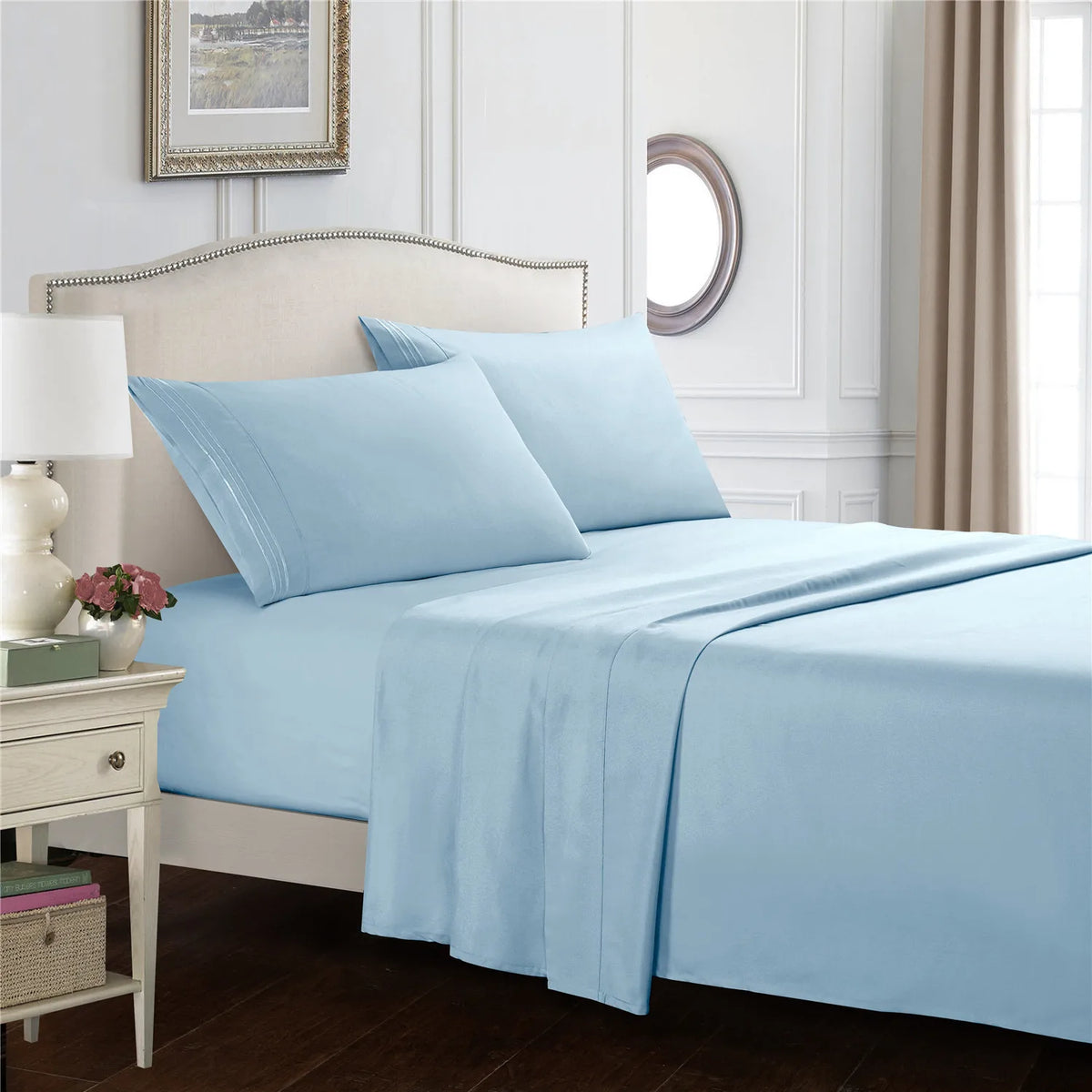 4-Piece Brushed Microfiber Bed Sheet Set with Deep Pockets