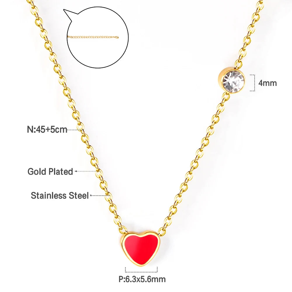 Heart Pendant Necklace – Stainless Steel Clavicle Choker for Women & Girls