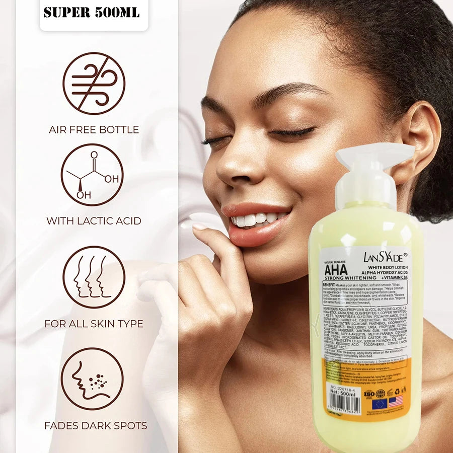 AHA + Vitamin C & E Whitening Body Lotion – Brightening, Exfoliating & Anti-Aging Body Cream (500ml)