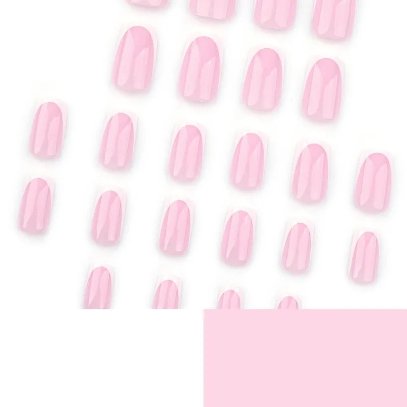 Nude Pink Short Square Press-On Nails - French & Gradient, 24 Pieces