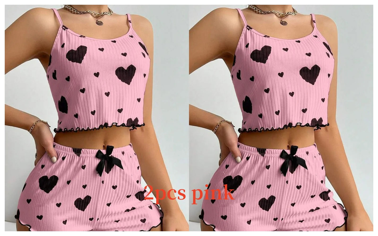 Spaghetti Strap Tank Top & Shorts Pajama Set – Geometric Print, Knit | Women's Summer Sleepwear (1pc or 2pcs)