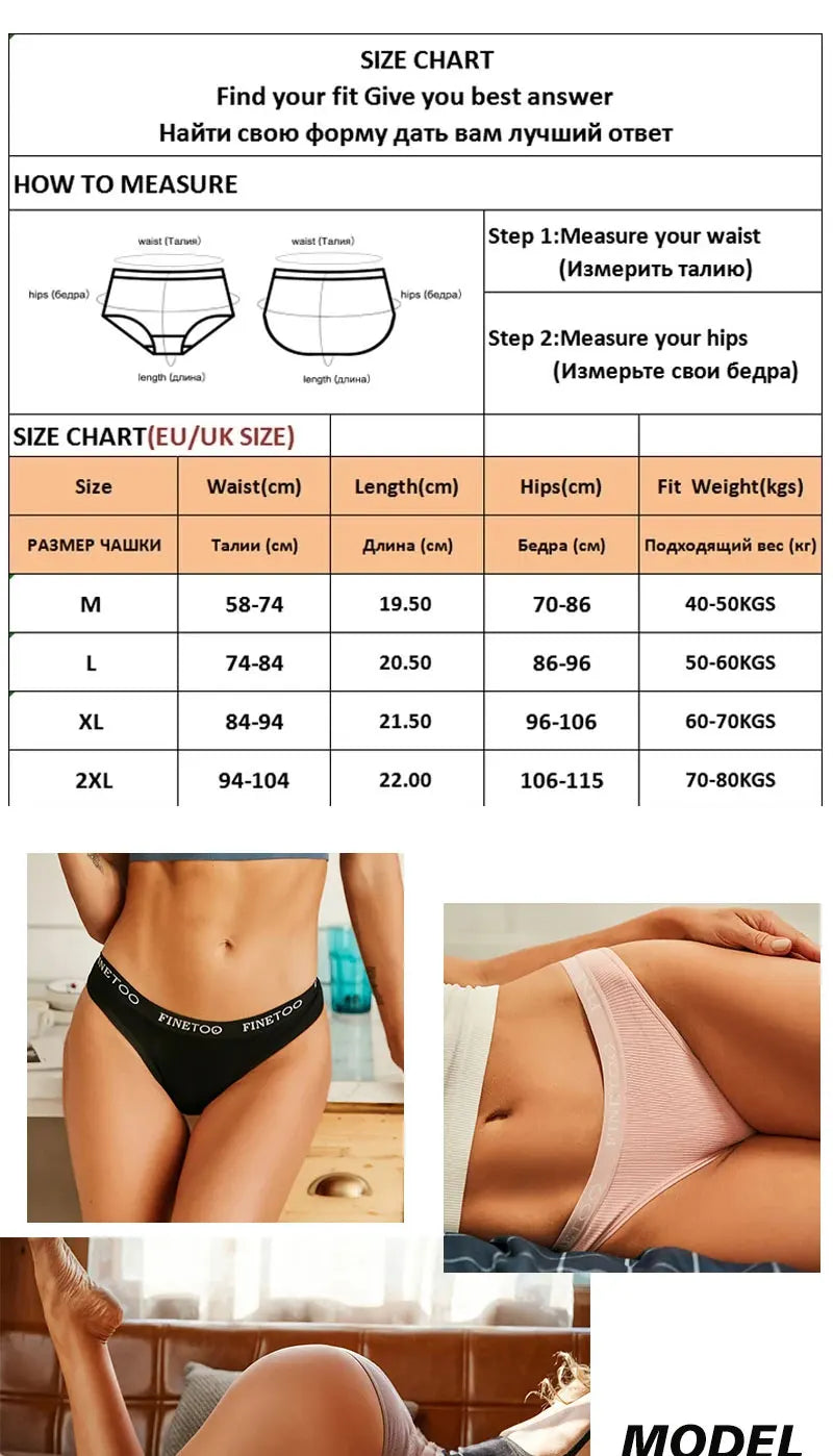 FINETOO 4PCS/Set Women's Cotton Panties Sexy Low Rise Briefs Letter Belt Underwear Female Underpants Intimates Lingerie M-2XL