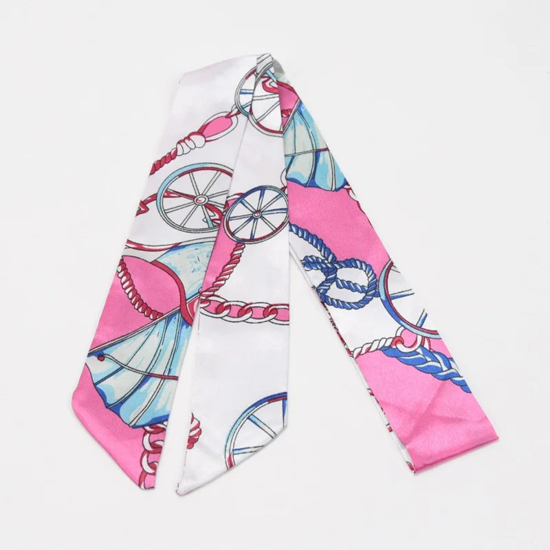 Skinny Scarf Hair Small Women Simple Style Handle Ribbon Fashion Printing Hairband Headscarf Beautiful Scarves Bags for Women