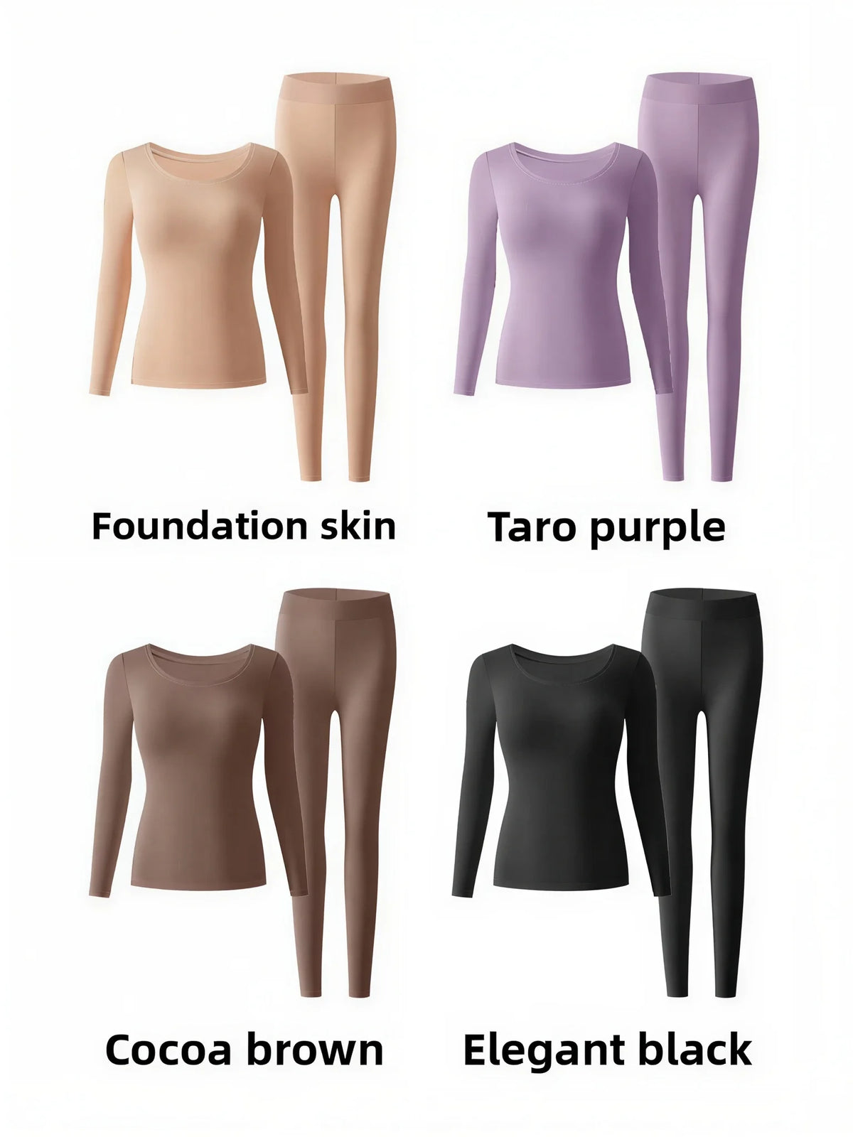 Thermal Underwear Set for Women – High-Elasticity Skin-Tight Warm Base Layer, Autumn/Winter (L–XL, 4 Colors)
