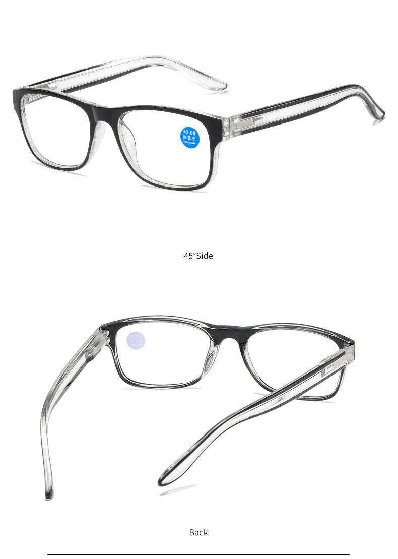 Square Reading Glasses | 4 Frame Colors, +1.00 to +4.00