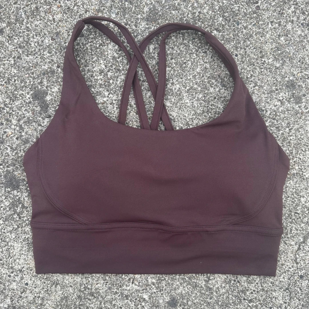 Solid Color Soft Cross Back Women Fitness Bra Tights Yoga Vest High Strength Shockproof Gym Sports Top Push Up With Chest Pad