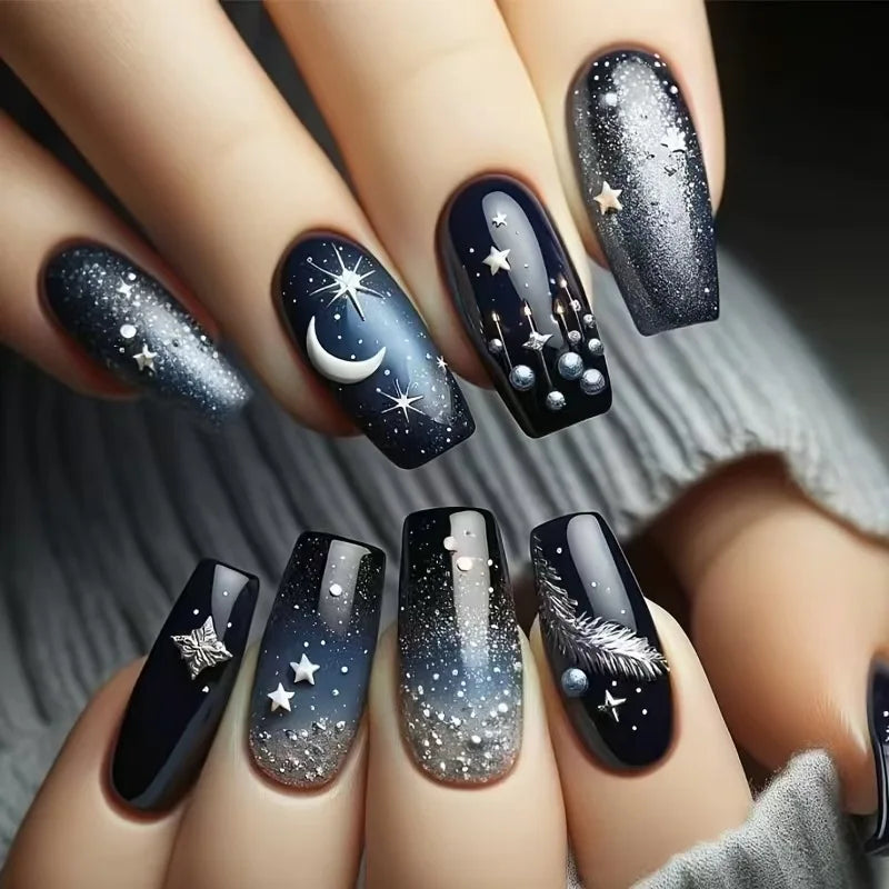 Short Ballerina Press-On Nails – Ombre Gradient Designs, 24 Pieces
