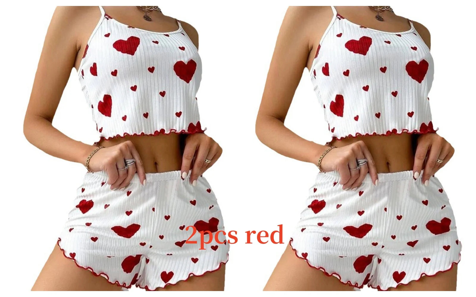 Spaghetti Strap Tank Top & Shorts Pajama Set – Geometric Print, Knit | Women's Summer Sleepwear (1pc or 2pcs)