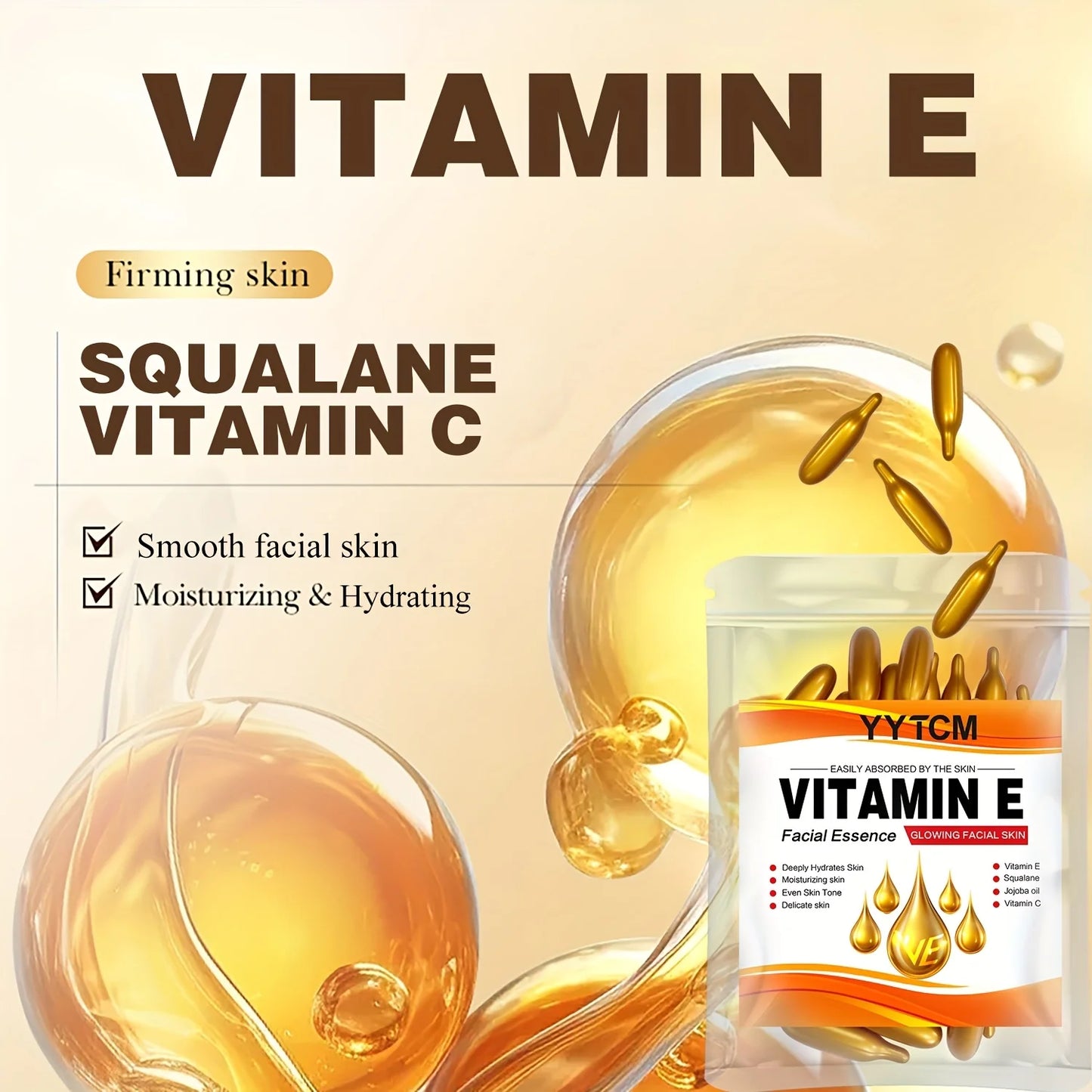 Vitamin E & Squalane Deep Moisturizing Capsule Essence – Brightening Face Serum