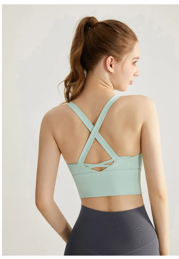 Fixed Pad Sports Bra Underwear High-strength Professional Shockproof  Running Bra Gym Push Up Lingerie Yoga Fitness Bra