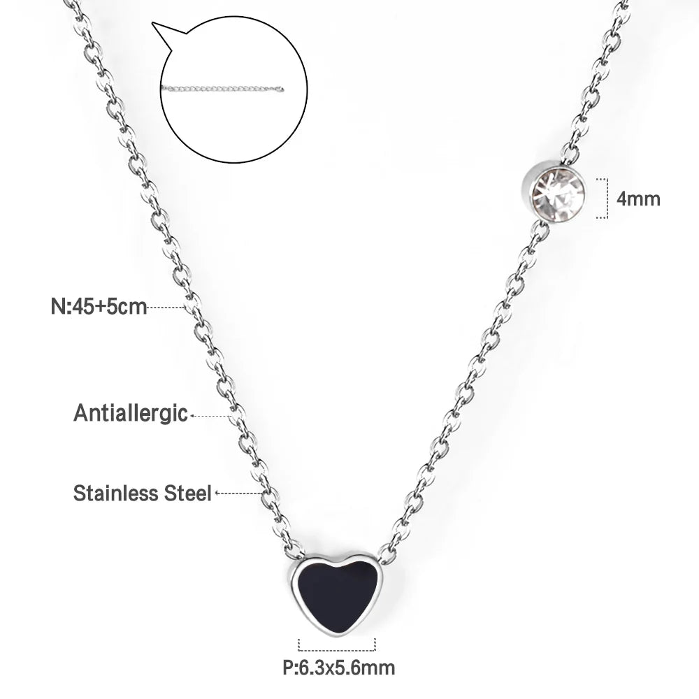 Heart Pendant Necklace – Stainless Steel Clavicle Choker for Women & Girls