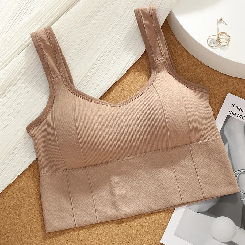 Women's Letter Print Bandeau Sports Bra – Wire-Free Padded Top | Gym Yoga Sleep