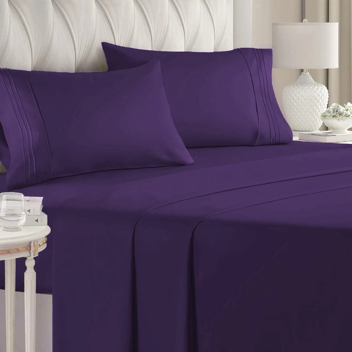 4-Piece Brushed Microfiber Bed Sheet Set with Deep Pockets