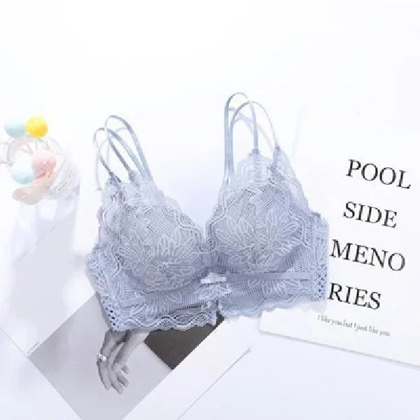 Women's Deep V Sexy Push Up Bra for Small Flat Chest | Ultra-Thick 3D Cup Lingerie with Gathered Back | Wire-Free Beaded Bra Set (32–38 / 70–85 AB)