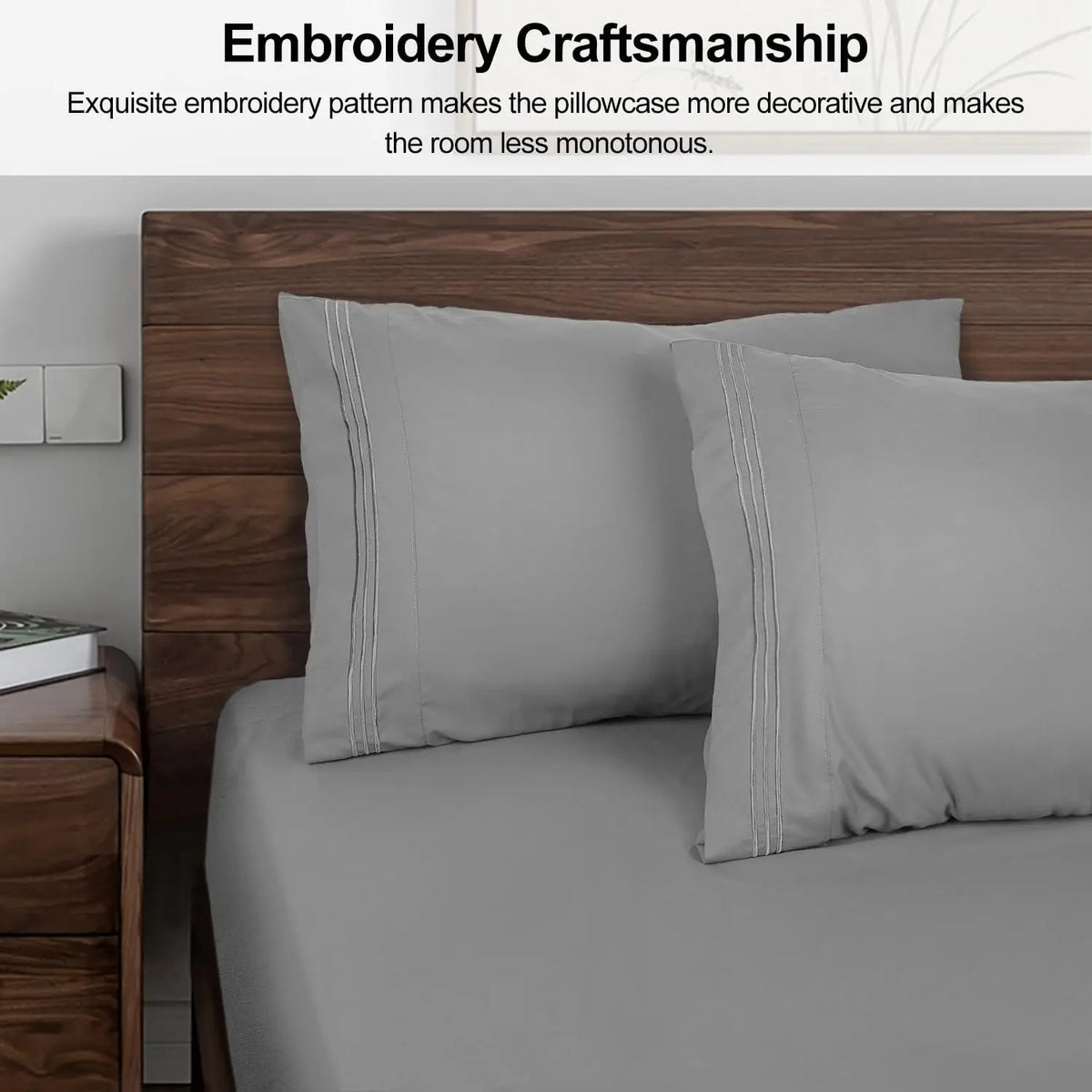 2-Pack Brushed Microfiber Pillowcases, Envelope Closure