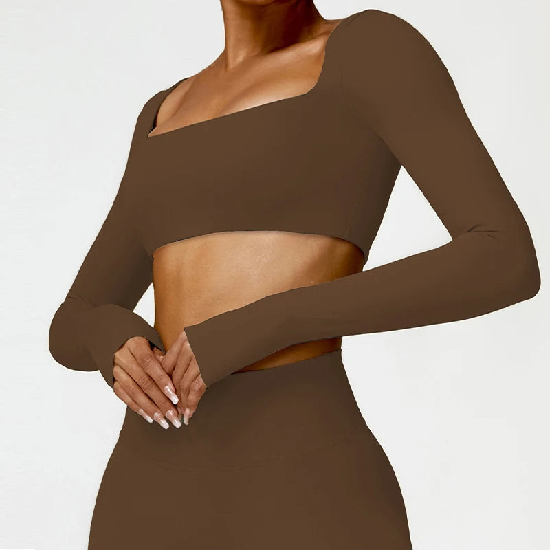 قميص يوغا نسائي بأكمام طويلة – بلوزة رياضية سريعة الجفاف ومناسبة للجري واللياقة البدنية