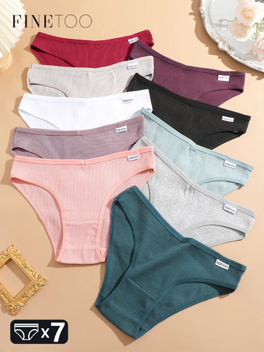 7-Pack Ribbed Cotton V-Waist Briefs — Low-Rise Breathable Panties M–3XL