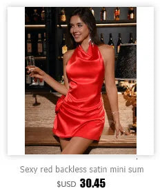 Sexy backless slip satin summer dress women elegant short party dresses woman clothing black mini birthday evening dress vestido