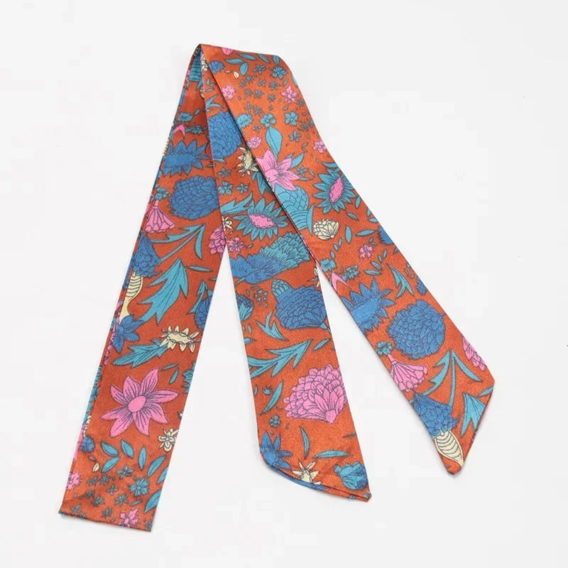 Skinny Scarf Hair Small Women Simple Style Handle Ribbon Fashion Printing Hairband Headscarf Beautiful Scarves Bags for Women