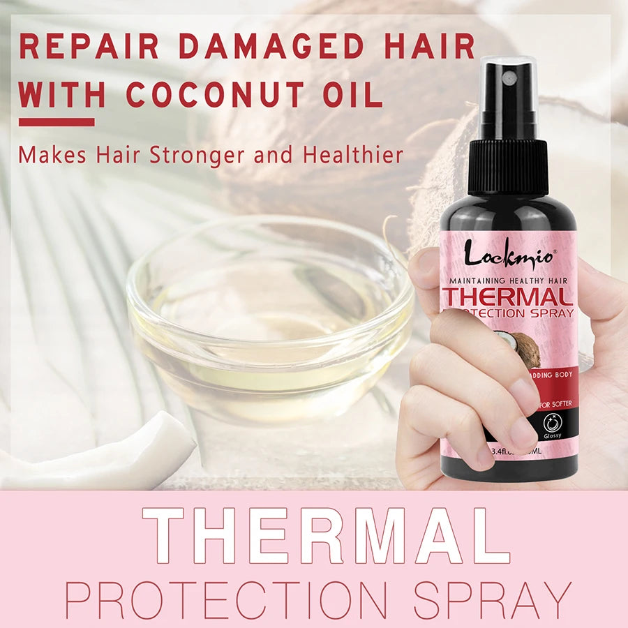 Lockmio Heat Protectant Spray for Hair – UV & Thermal Protection, Moisturizing & Shine Boost (100ml)